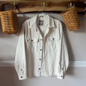 Vintage Gap Cream Ivory Corduroy Shirt Jacket Shacket 100% Cotton S oversized